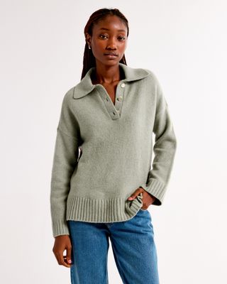 abercrombie & fitch, Notch-Neck Collared Sweater