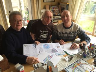 John, Stewart and Roger check the new album artwork.