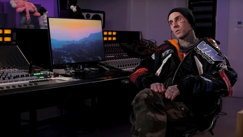 Travis Barker in the studio