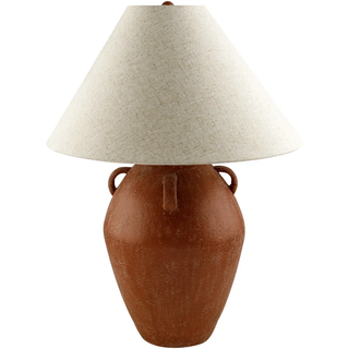 large table lamp with vase-like base in clay color
