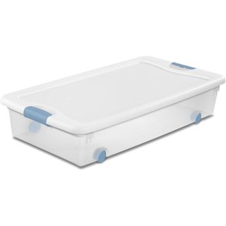 Under bed storage box with latching lid