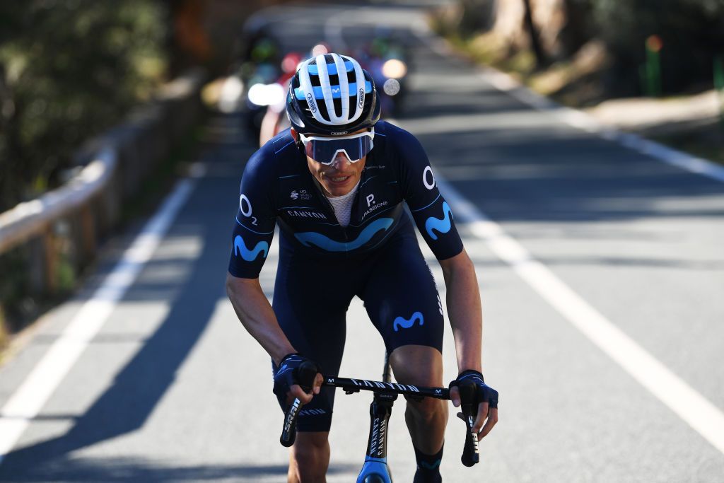 LLOSETA SPAIN JANUARY 28 Enric Mas of Spain and Movistar Team attacks during the 31st Challenge Ciclista Mallorca 2022 Trofeo Serra De Tramuntana a 1589km race from Lloseta to Lloseta ChallengeMallorca on January 28 2022 in Lloseta Spain Photo by Tim de WaeleGetty Images