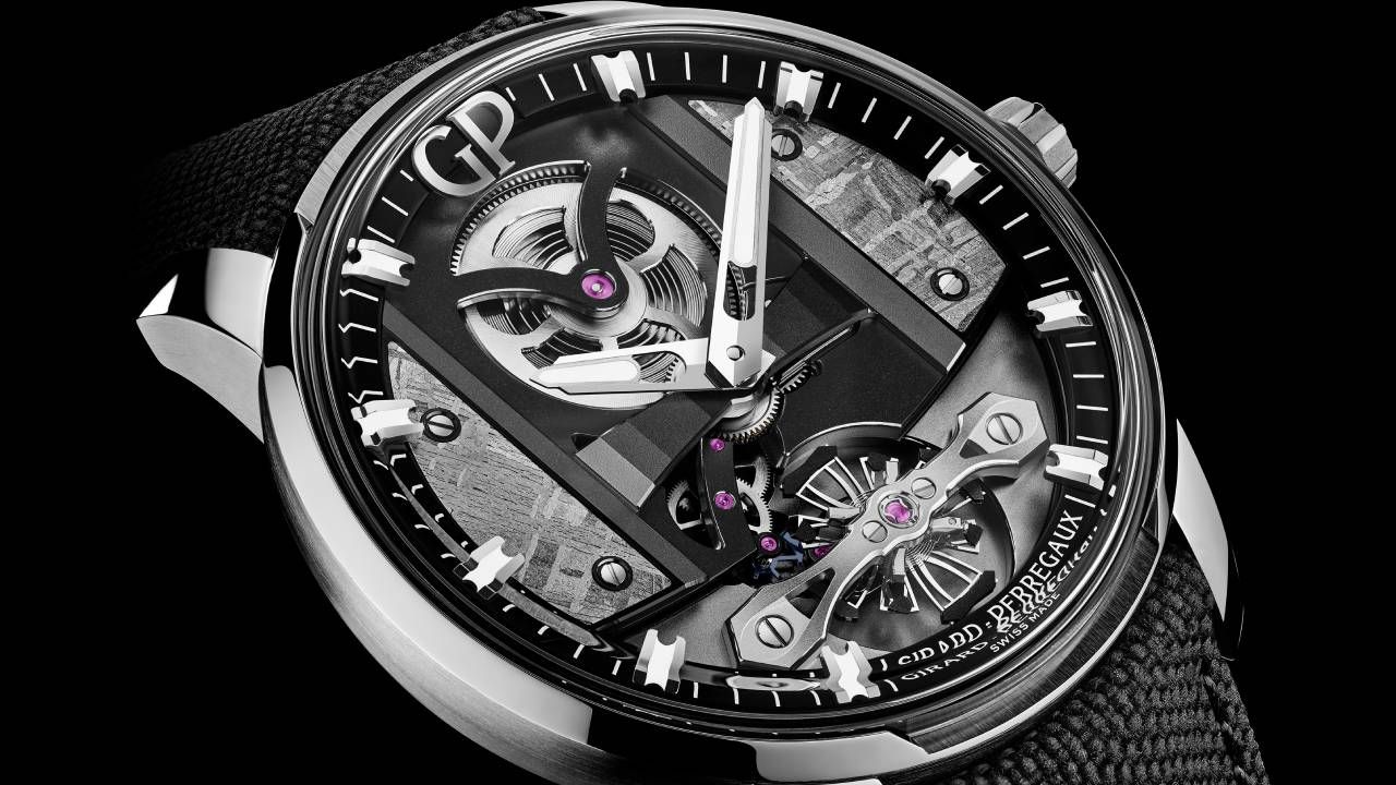 Lifestyle image of the Girard-Perregaux Free Bridge Meteorite on someone&#039;s wrist