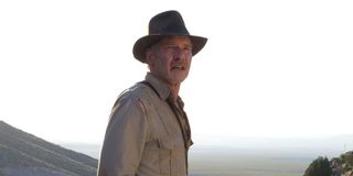 Harrison Ford stands in a clearing in Indiana Jones and the Kingdom of the Crystal Skull.