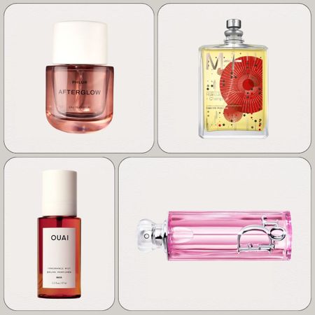 A collage of new perfumes from Phlur, Escentric Molecules, Ouai and Dior