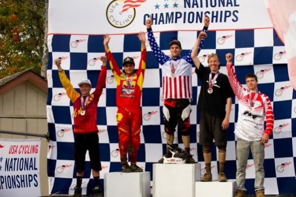 Junior men's downhill poduim at the US National Championships