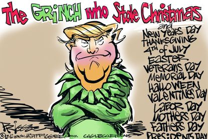 Political cartoon U.S. Trump Grinch Christmas