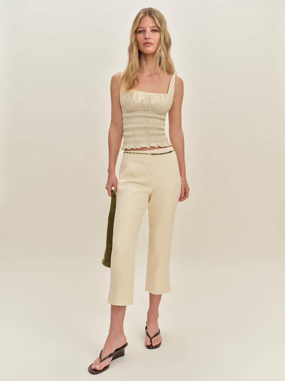 Petra Linen Low Rise Pedal Pusher Pant