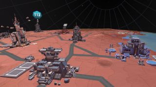 A screenshot from Per Aspera VR showing buildings up close