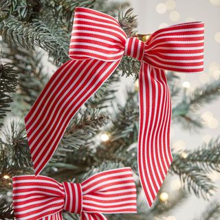 Candy stripe Christmas tree bow decoration