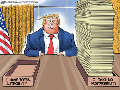 Political Cartoon U.S. Trump total authority coronavirus&nbsp;