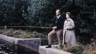 Prince Philip and Queen Elizabeth II fishing