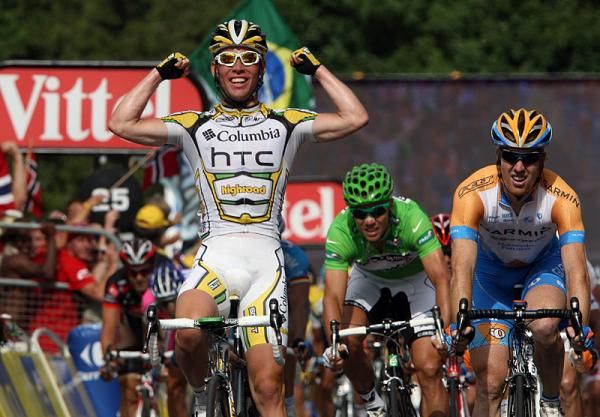 Mark Cavendish (Team Columbia-HTC) sprints to his eighth career Tour de France win.