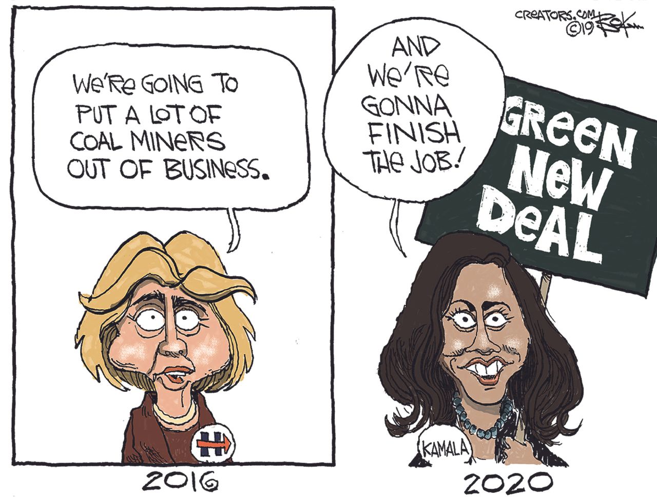 Political&amp;amp;nbsp;Cartoon&amp;amp;nbsp;U.S. Kamala Harris Green New Deal Hillary Clinton