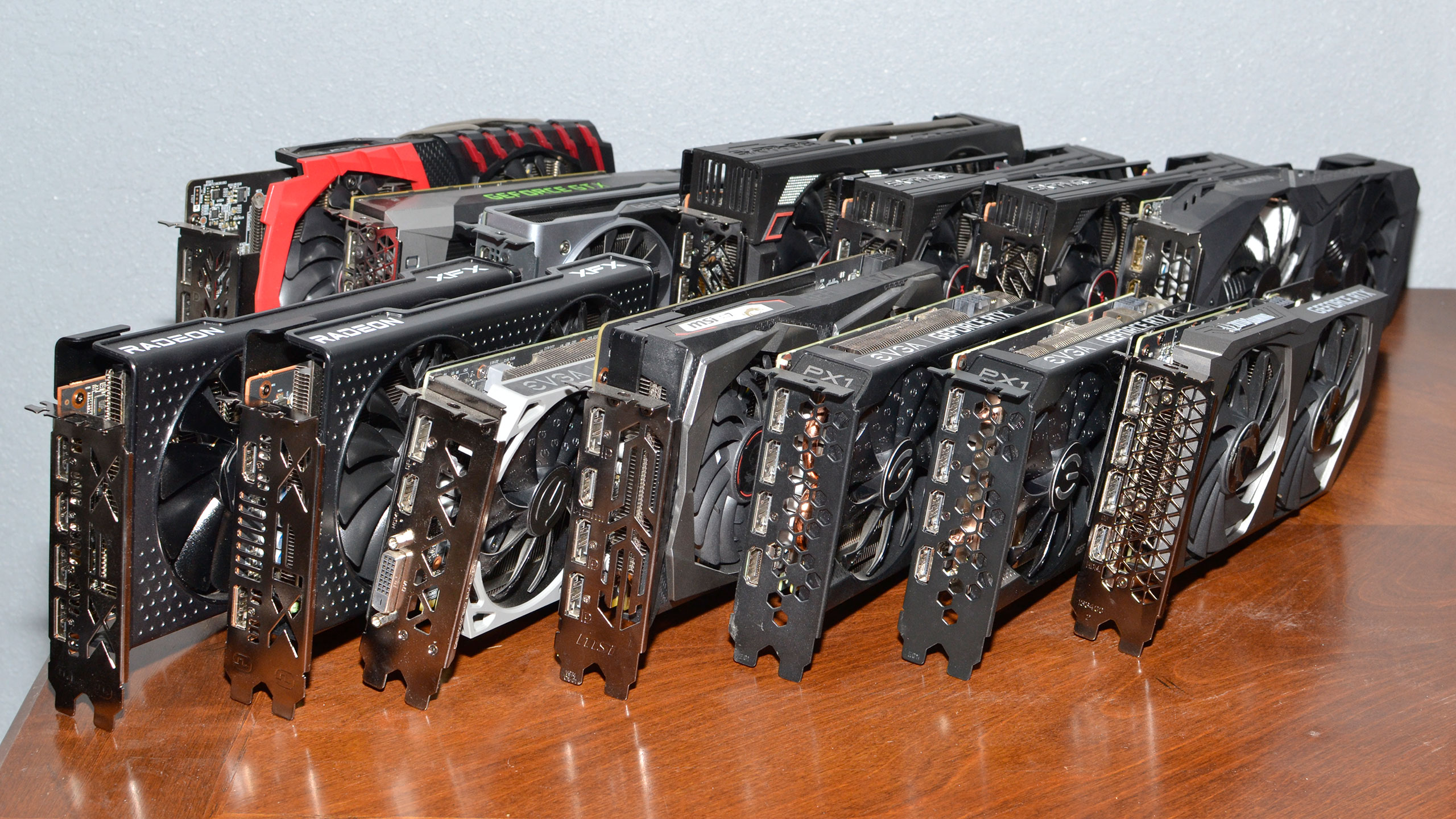 A bunch of new and old graphics cards