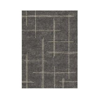 Geometric charcoal ruggable rug