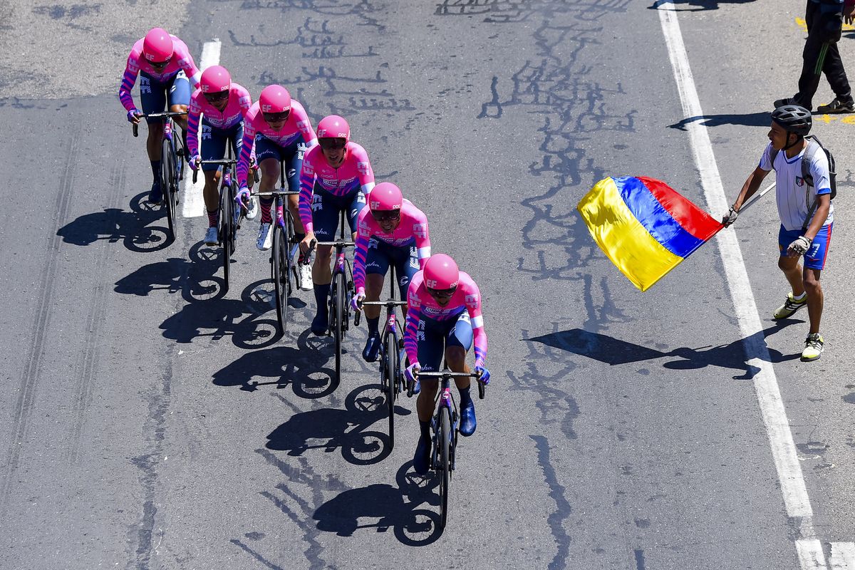 EF Pro Cycling on the team trial course during stage 1 at Tour Colombia 2.1