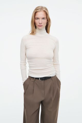 Merino Wool Turtleneck Top