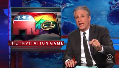 Jon Stewart sees progress on gay marriage from GOP gotcha questions