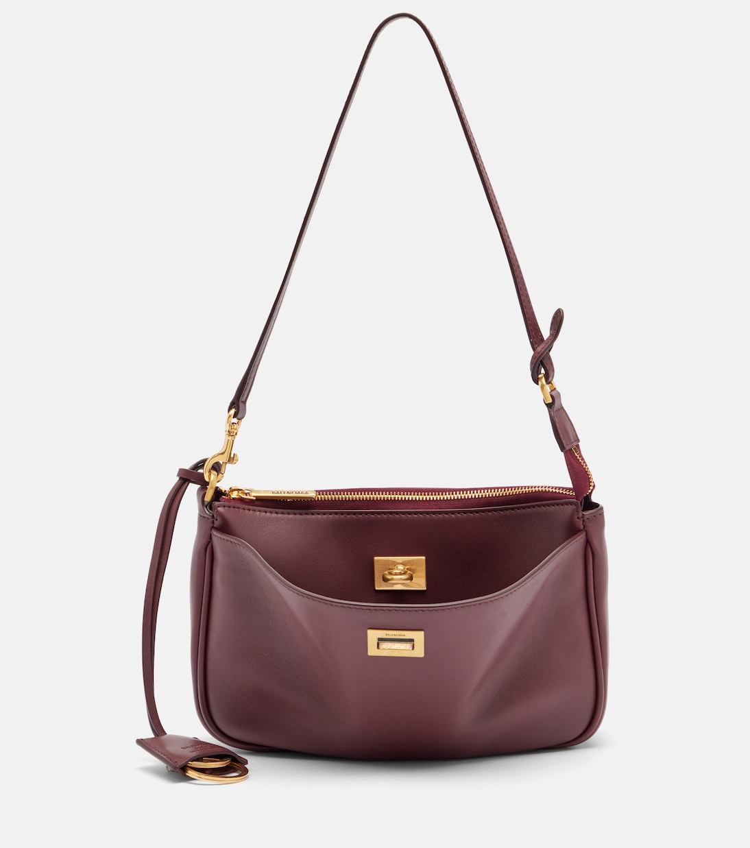 Rodeo Sling Leather Shoulder Bag in Burgundy - Balenciaga