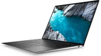 Image of the Dell XPS 13 (Late 2020) laptop on a white background with the screen open and showing the Windows 10 desktop