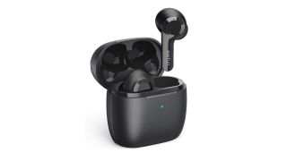 the earfun air true wireless earbuds in black in their charging case