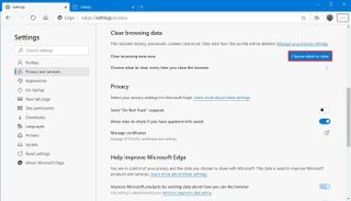 Microsoft Edge clear browsing data settings