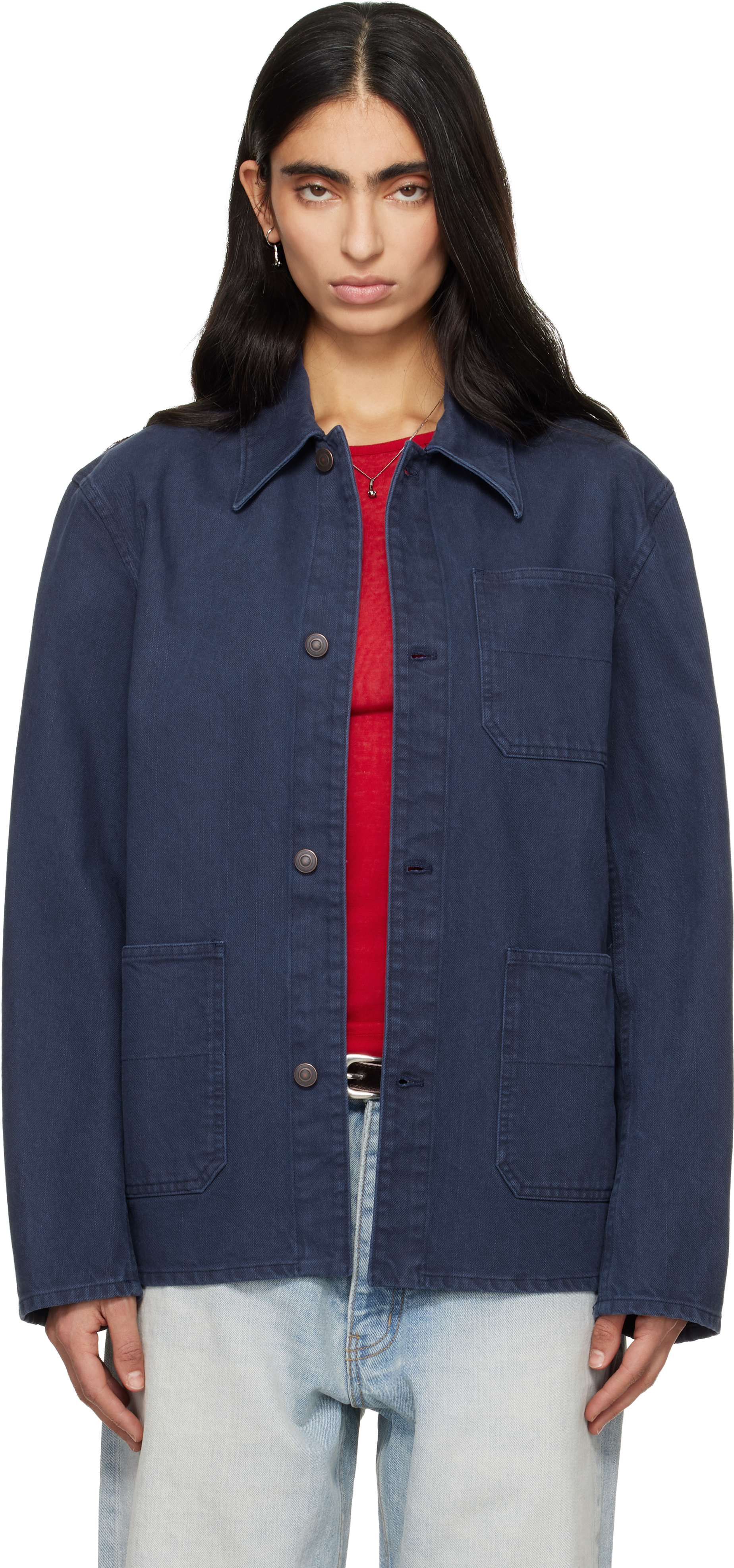 Purple Garment Washed Cotton Utility Jacket