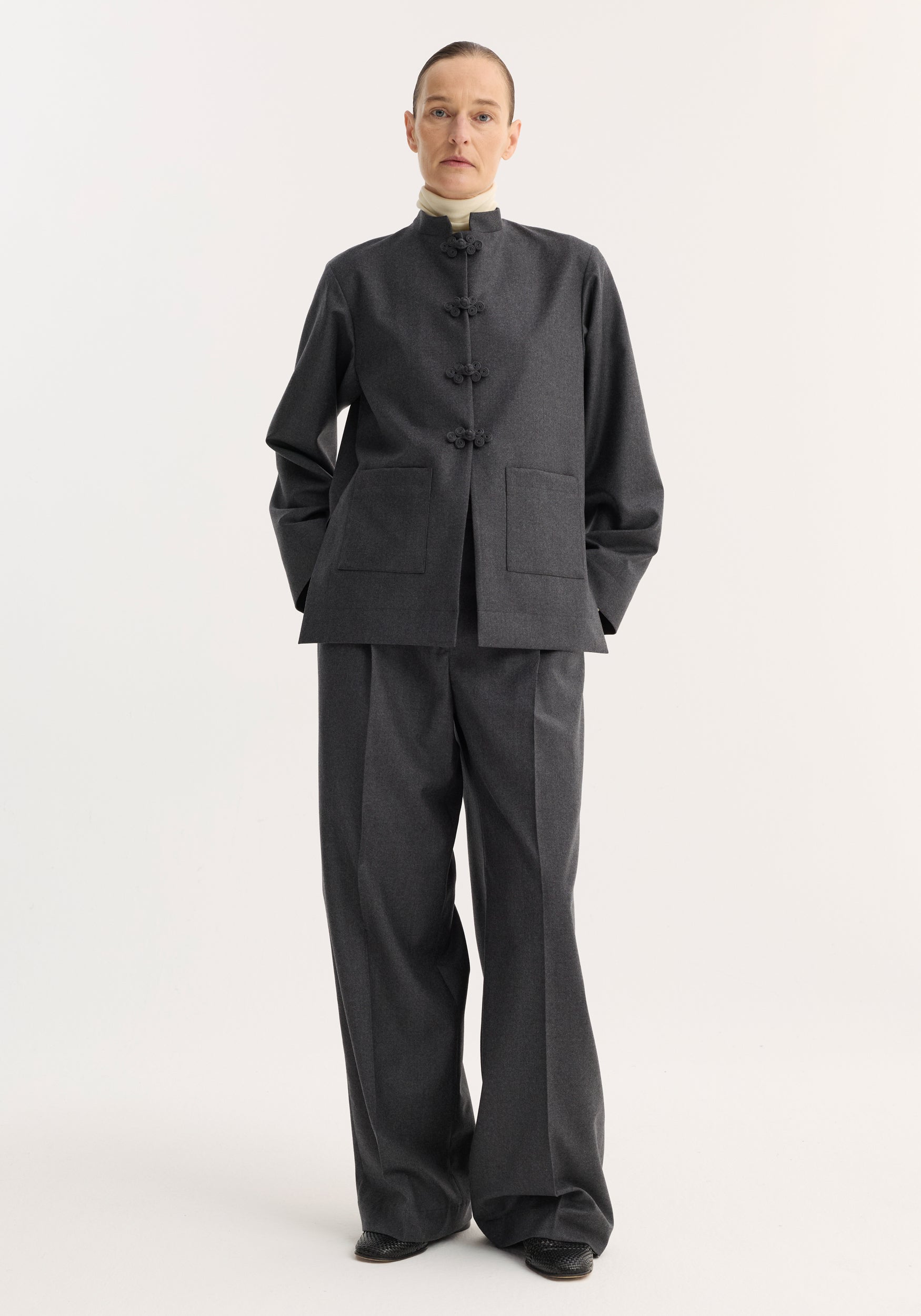 Pankou Closure Jacket | Dark Grey Melange