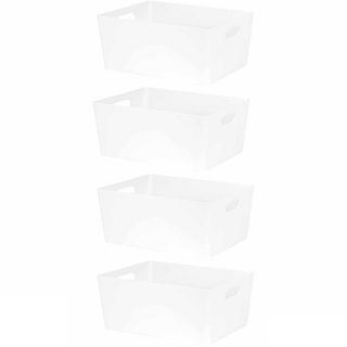 Set of 4 white storage baskets