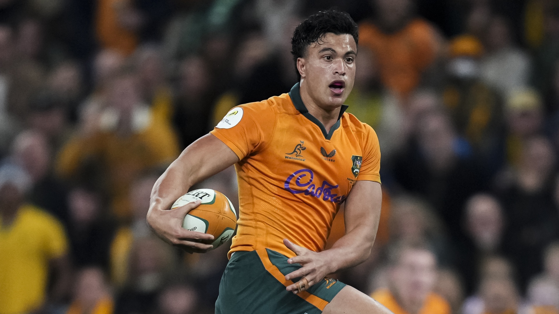 The Wallabies' Joseph-Aukuso Suaalii in Nations Championship 2026 action