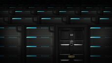 Illustration of 10 Downing Street's front door nestled amid computer data banks