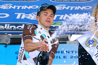 Domenico Pozzovivo (AG2R - La Mondiale) celebrates his stage 3 win on the podium