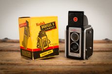 Vintage Kodak Duaflex II Film Camera and Original Box - stock photo