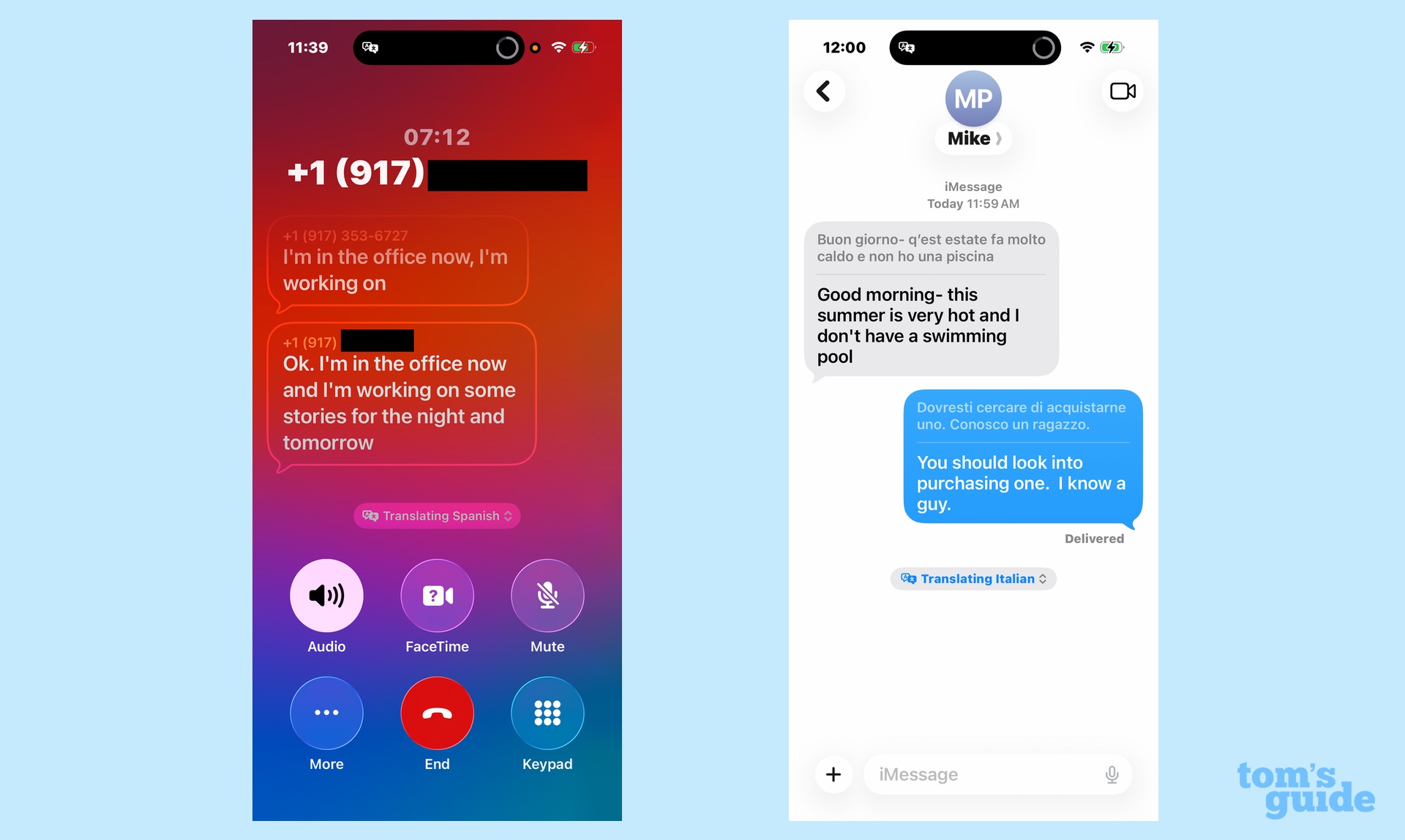 Apple Intelligence powered translation features in iOS 26 Phone and Messages apps