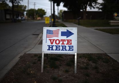 A polling place sign.