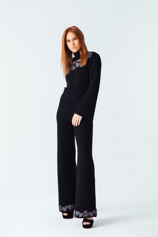 Jolie Embroidered Knit Trouser
