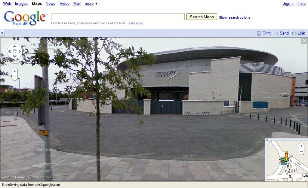 Odyssey Arena in Belfast via Street View
