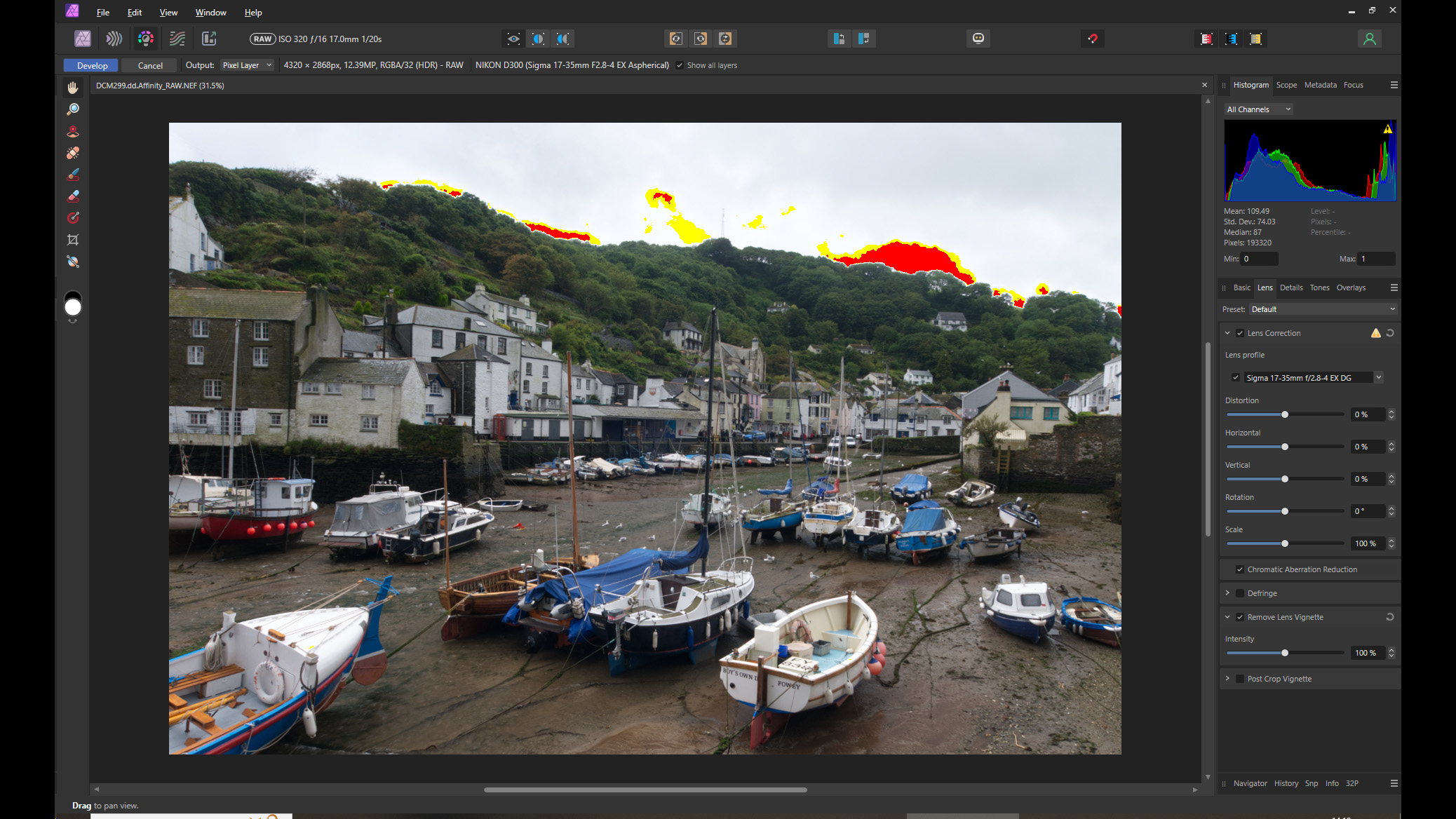Step 1, correct the lens distortion