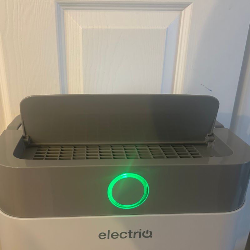 ElectricQ dehumidifier front - ring light shining green