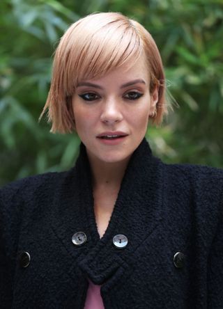 Lily Allen at the Giorgio Armani fashion show during the Milan Fashion Week 2023