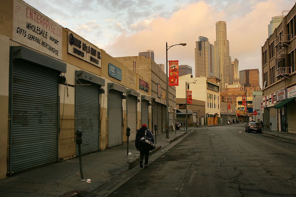 A homeless person in downtown Los Angeles.