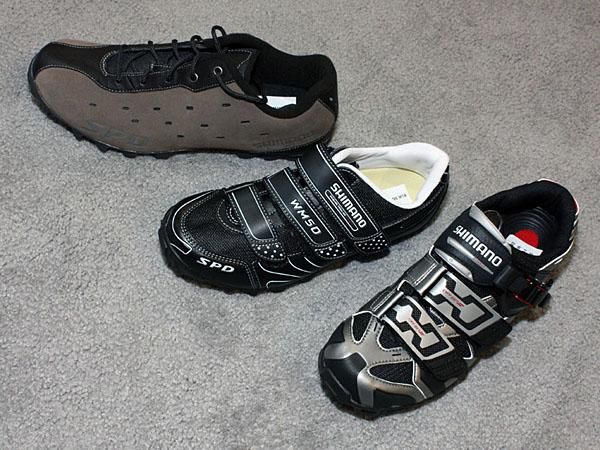 New for '10 from Shimano are updated casual SPD-compatible shoes, additional women's model, plus a mid-range M160 mountain bike shoe for general trail riders looking for a high-value option.
