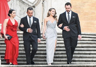 Patrick Cantlay, Xander Schauffele and their wives ahead of the Ryder Cup gala