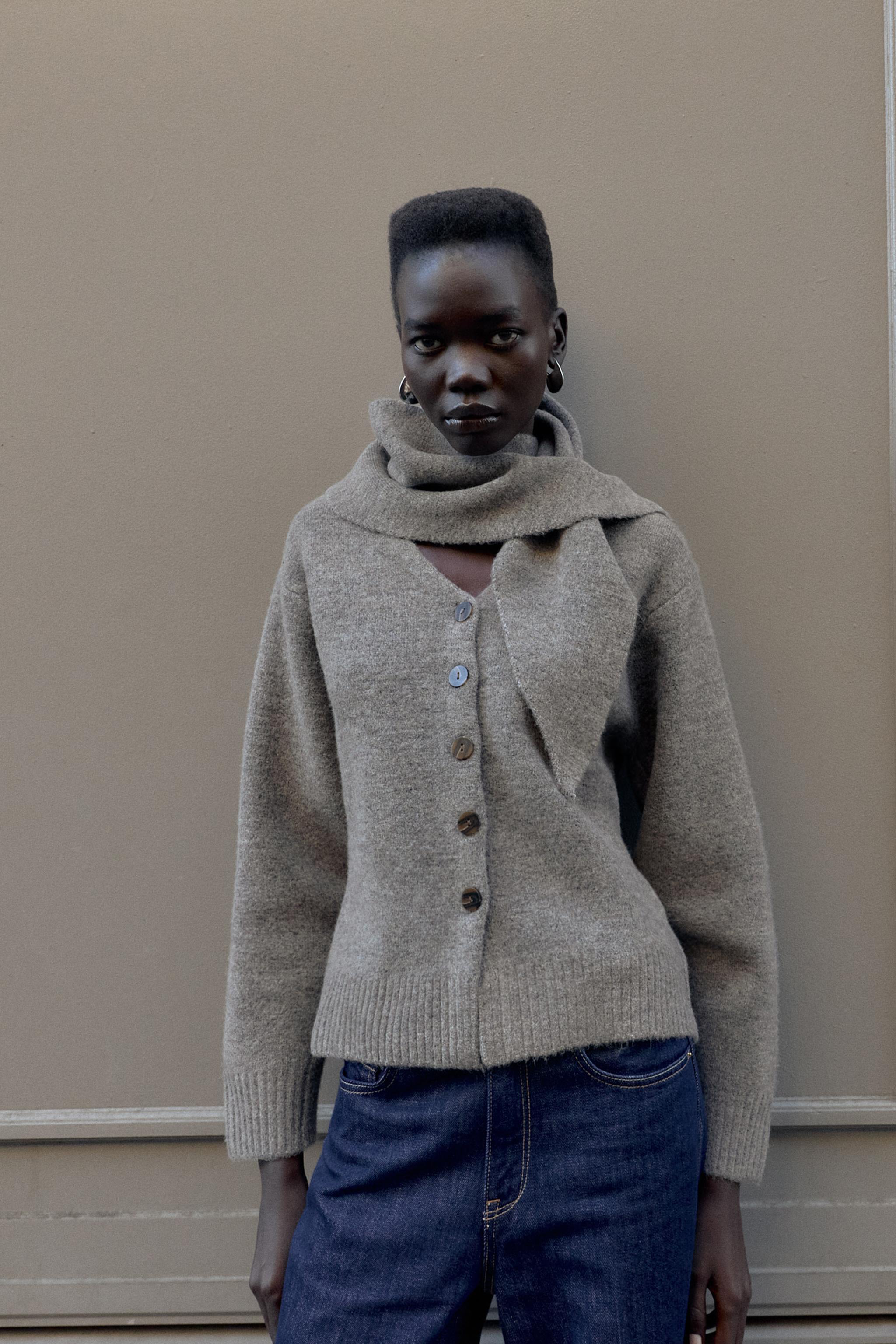 Cardigan With Scarf Detail