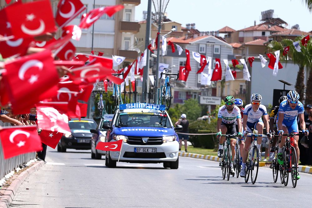 Turkish flags line the finishing straight.