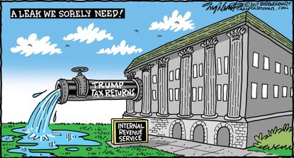 Political Cartoon U.S. White House Leaks IRS Trump tax returns