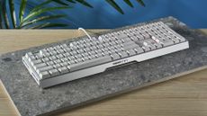 Photograph of the Cherry MX 3.1 gaming keyboard in white