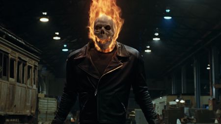 Johnny Blaze, aka Ghost Rider, after his first transformation in the original 2007 film.