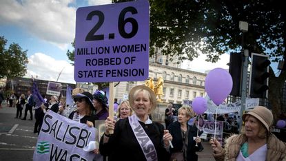women's pension age protests 